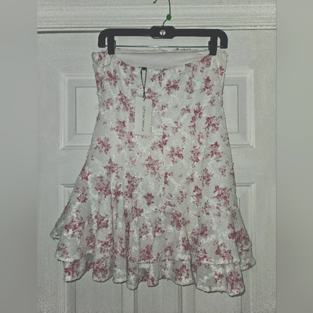 Cotton Candy White Pink Mini Dress Large